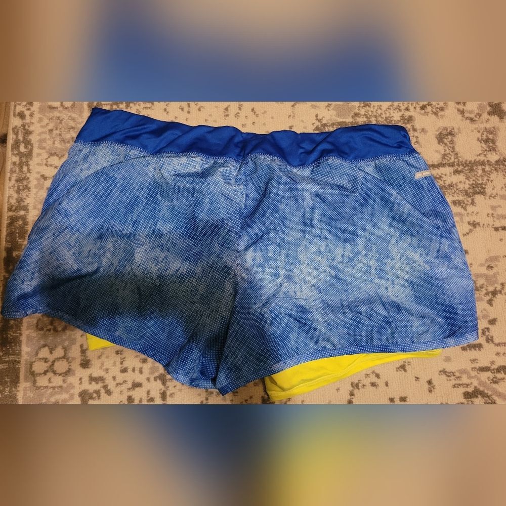 Danskin Running Shorts Blue Yellow Lined Women's XL
